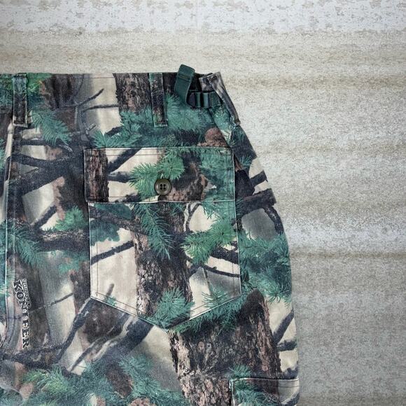 Vintage Cabelas Hunting Camo Tactical Pants Baggy Fit Cargos Crazy Woodland 90s - Picture 3 of 4